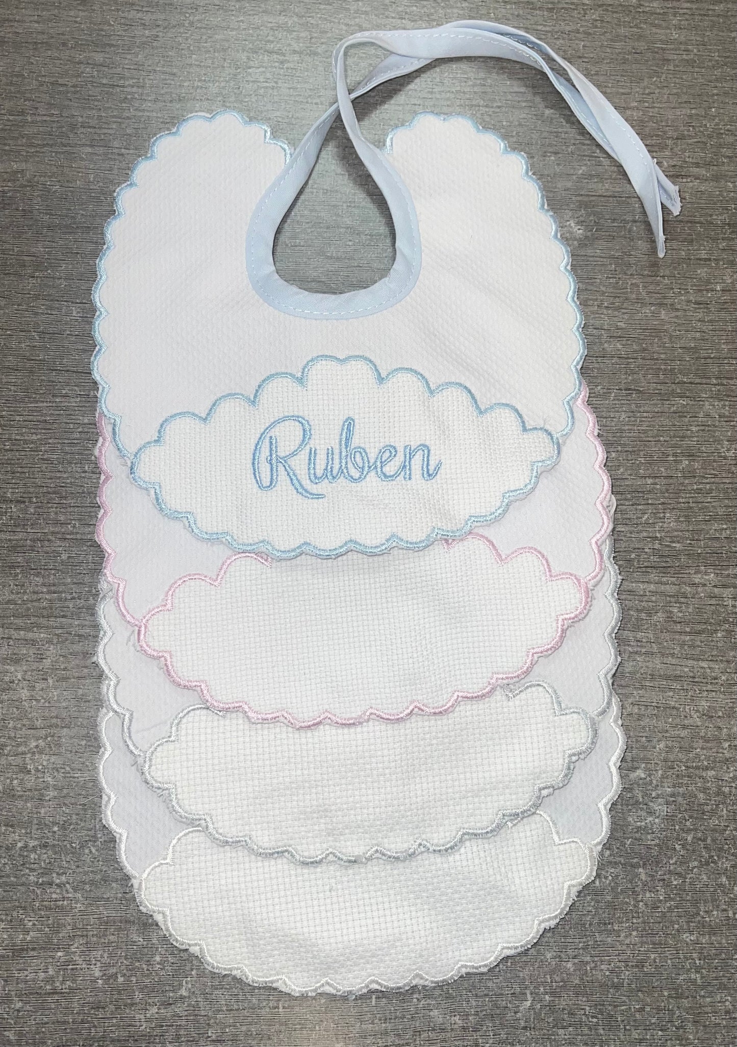 Personalised Scalloped edge Spanish Bibs