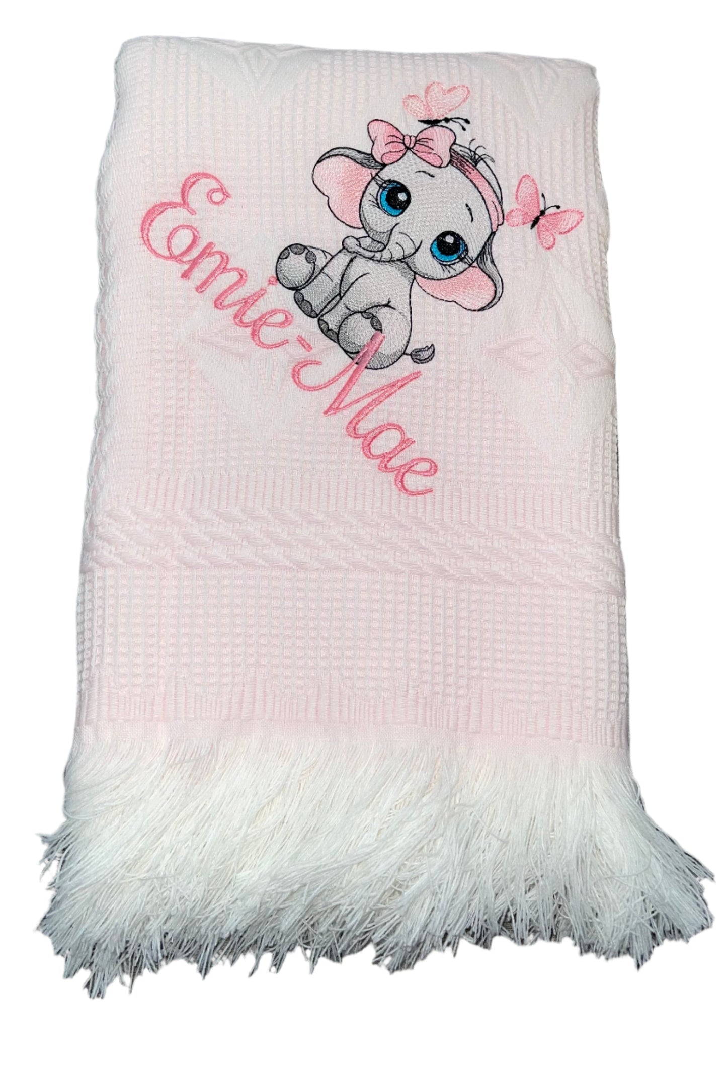 Personalised pink Baby Ellie design shawl