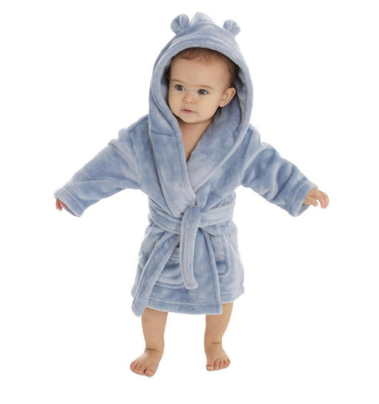 Personalised super soft Dusky Blue hooded dressing gown