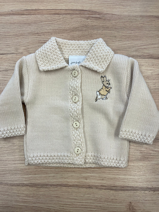 Beige  Cardigan with Embroidered Peter Rabbit