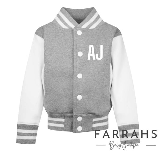 Personalised Kid's Varsity Jacket - Grey/White