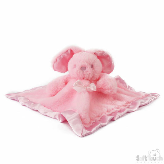 Plain Pink fluffy Rabbit comforter with bow