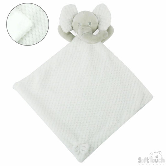 Plain White Elephant waffle Comforter with Crinkle Ears