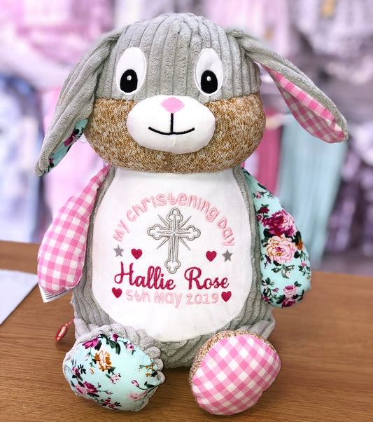 Personalised Clovis Brampton Harlequin Pink Rabbit