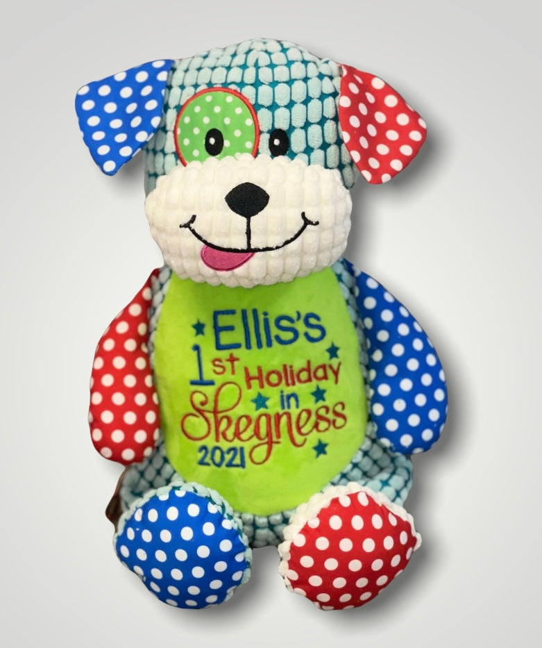 Personalised harlequin dog Memory bear