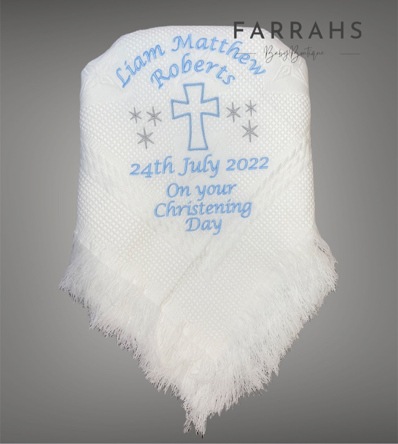 Personalised White Christening shawls