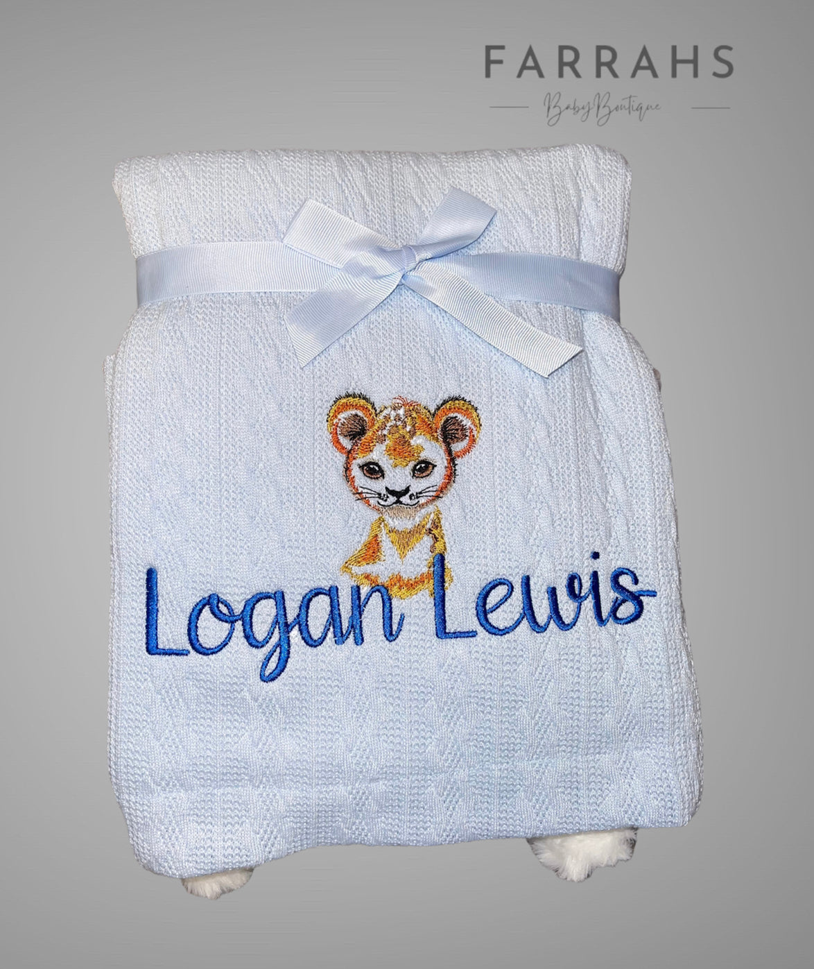 Personalised baby lion Cable Blanket