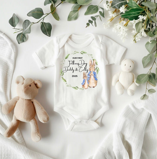 Our First Fathers day personalised Vest- Rabbit