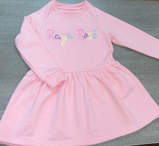 Girls Personalised Jumper dress - Candy Pink
