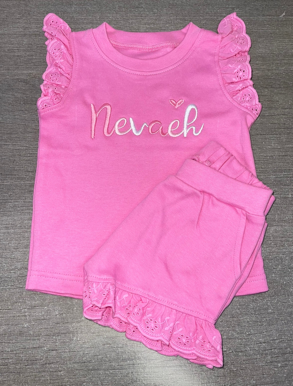 Personalised Pink T-Shirt & short frill sets