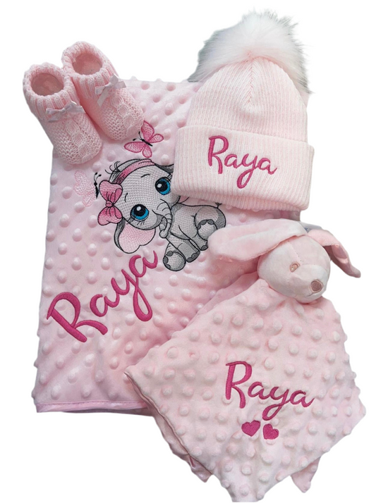 Baby Girls Pink Personalised Gift Set