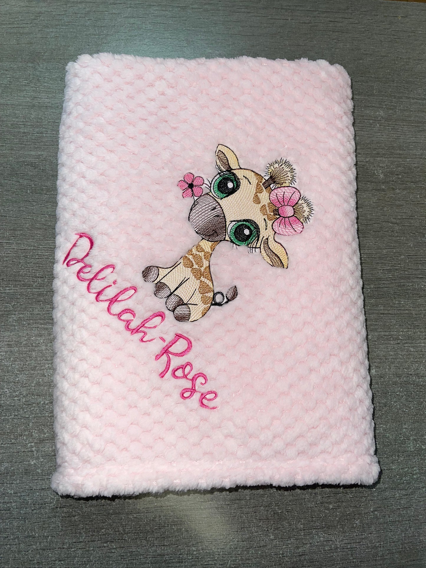 Personalised Soft waffle blankets with giraffe picture