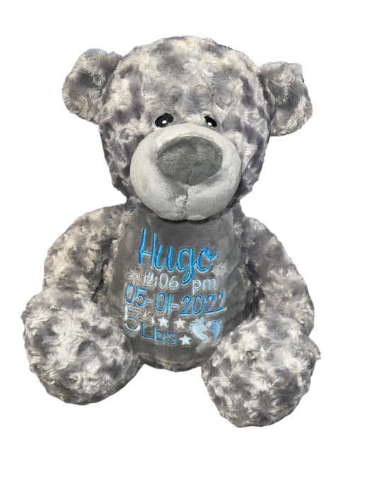 DISCONTINUED PERSONALISED MEMORY BEARS - GREY BEAR