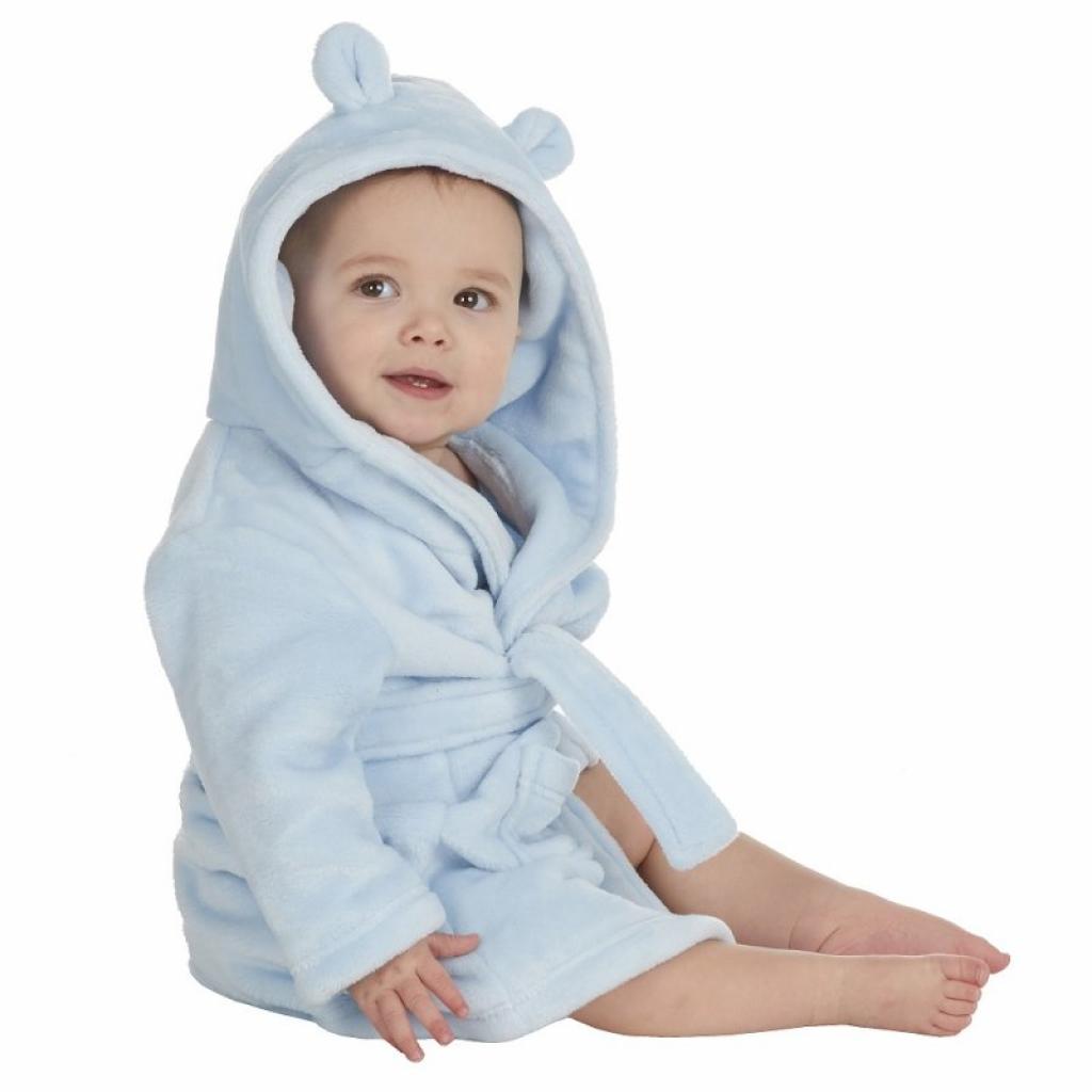 Personalised super soft blue hooded dressing gowns