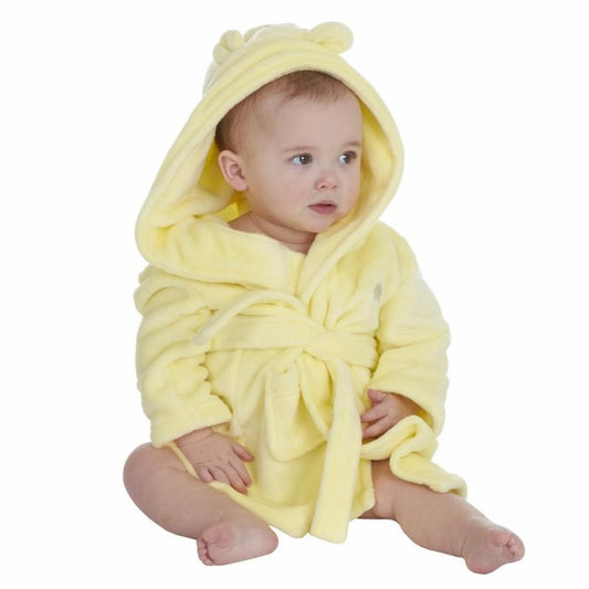 Personalised super soft lemon hooded dressing gown