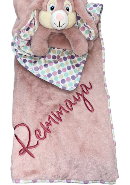 Large bunny security Blanket - Rose