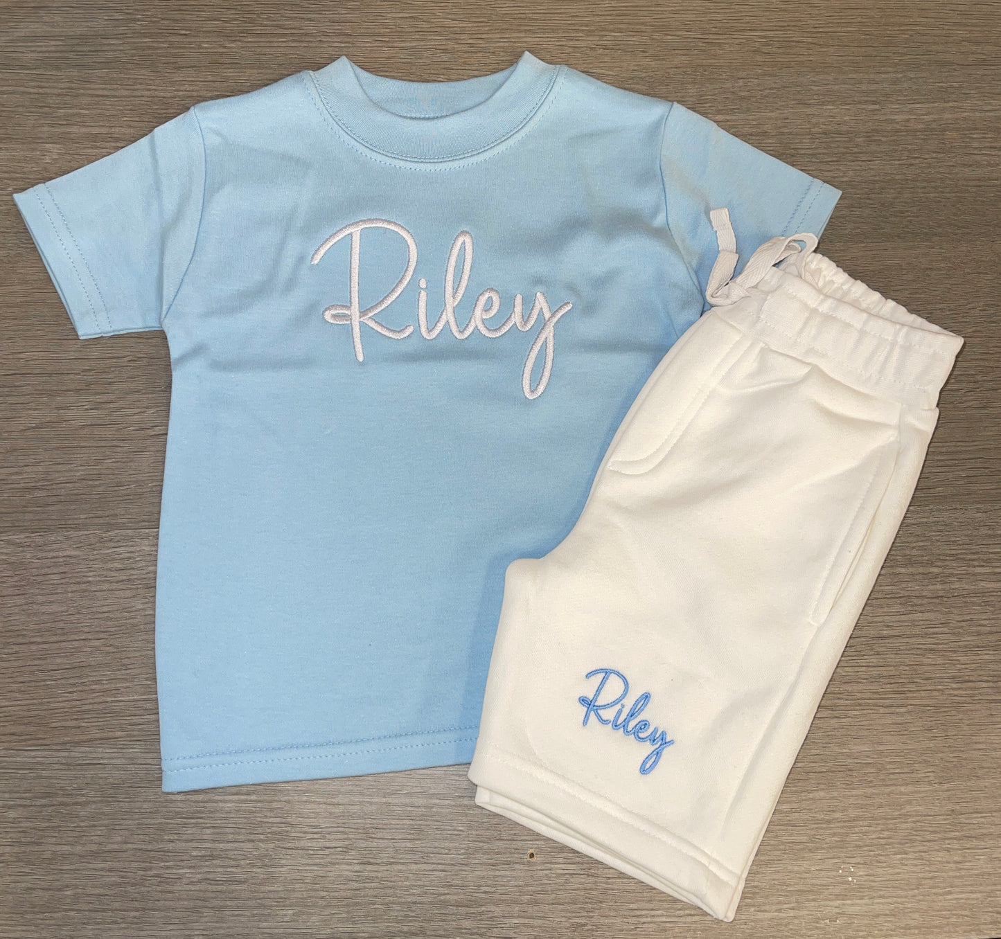 Personalised T-Shirt & shorts set - Blue & White