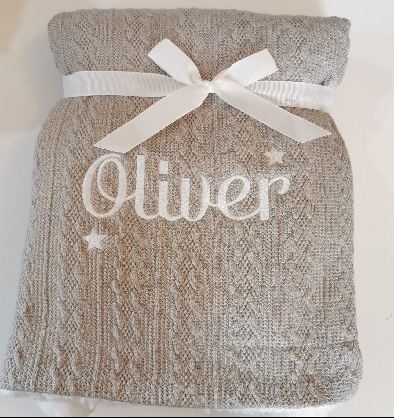Personalised cable knit luxury blanket