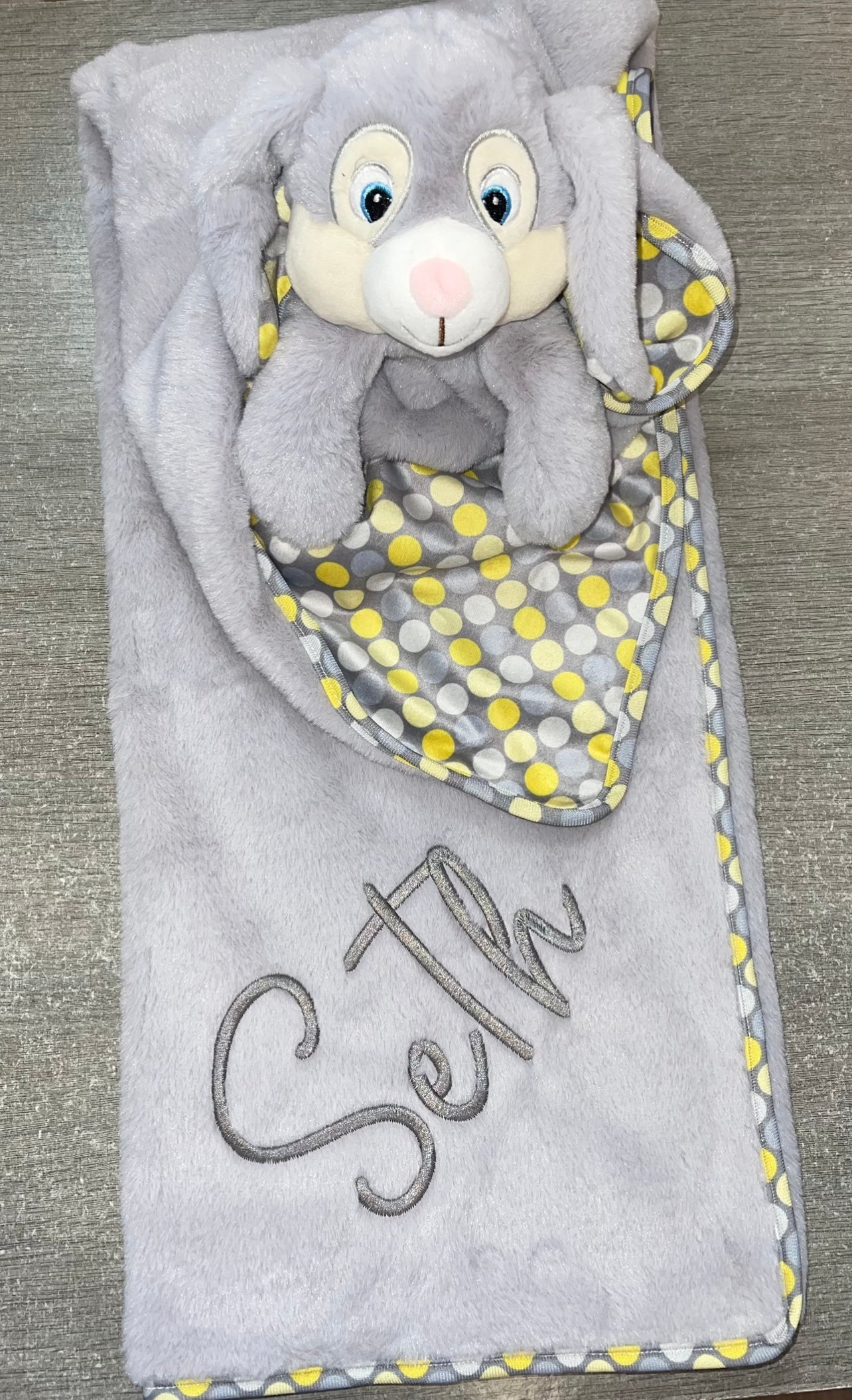 Personalised Large bunny security Blankets - Rose, Blue or Grey