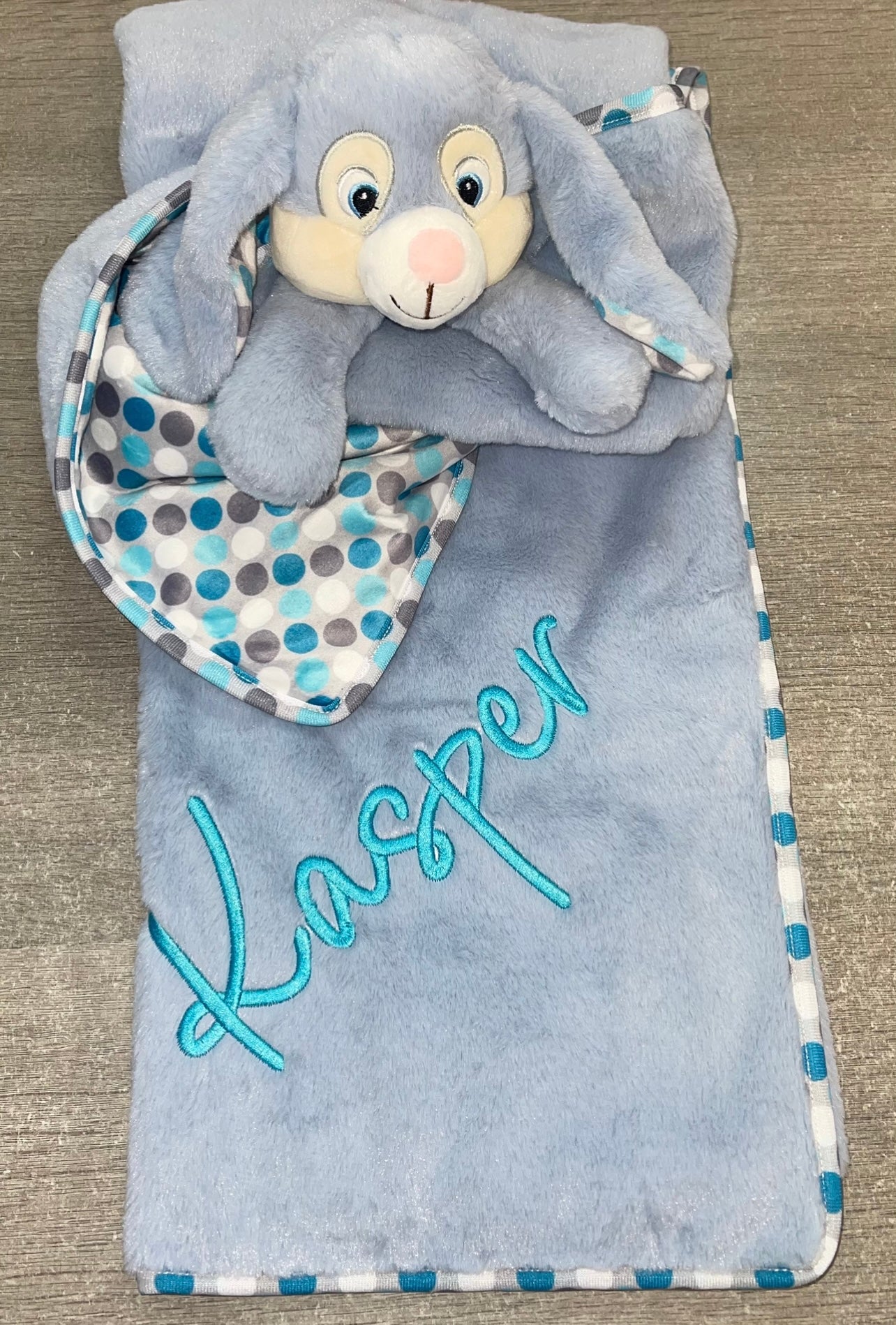 Personalised Large bunny security Blankets - Rose, Blue or Grey