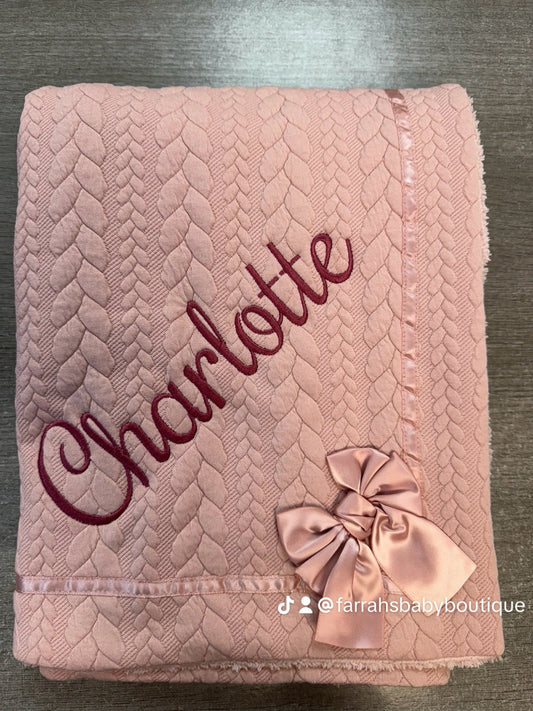 Beautiful Personalised Rose Bow Blanket