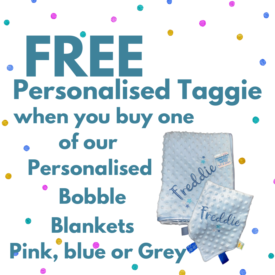 Special offer - Personalised Bobble blanket & FREE MATCHING TAGGIE