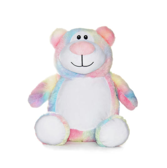 Personalised Pastel Rainbow Cubbyford memory bear