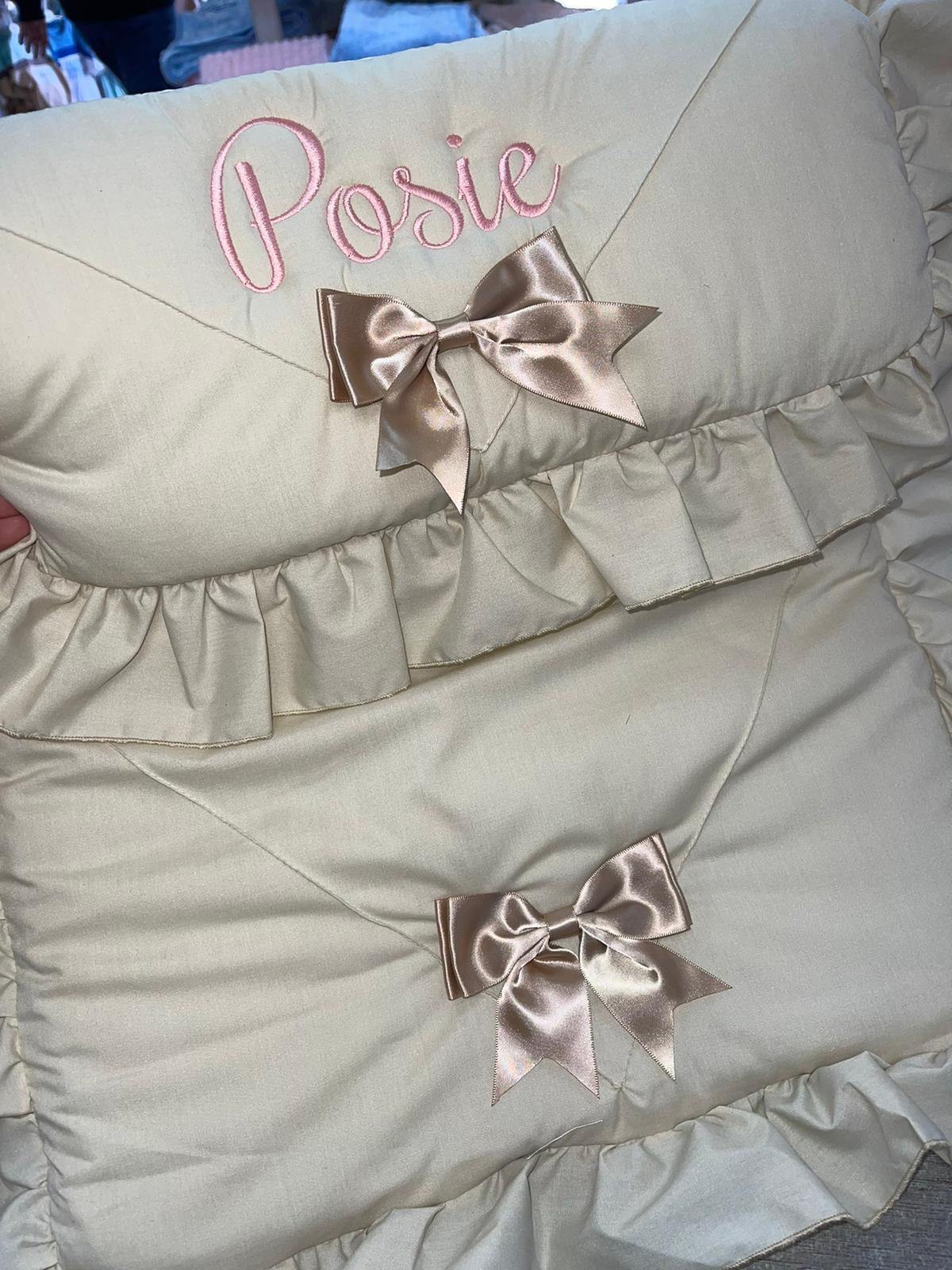 Personalised Beige Two Bow cosytoes