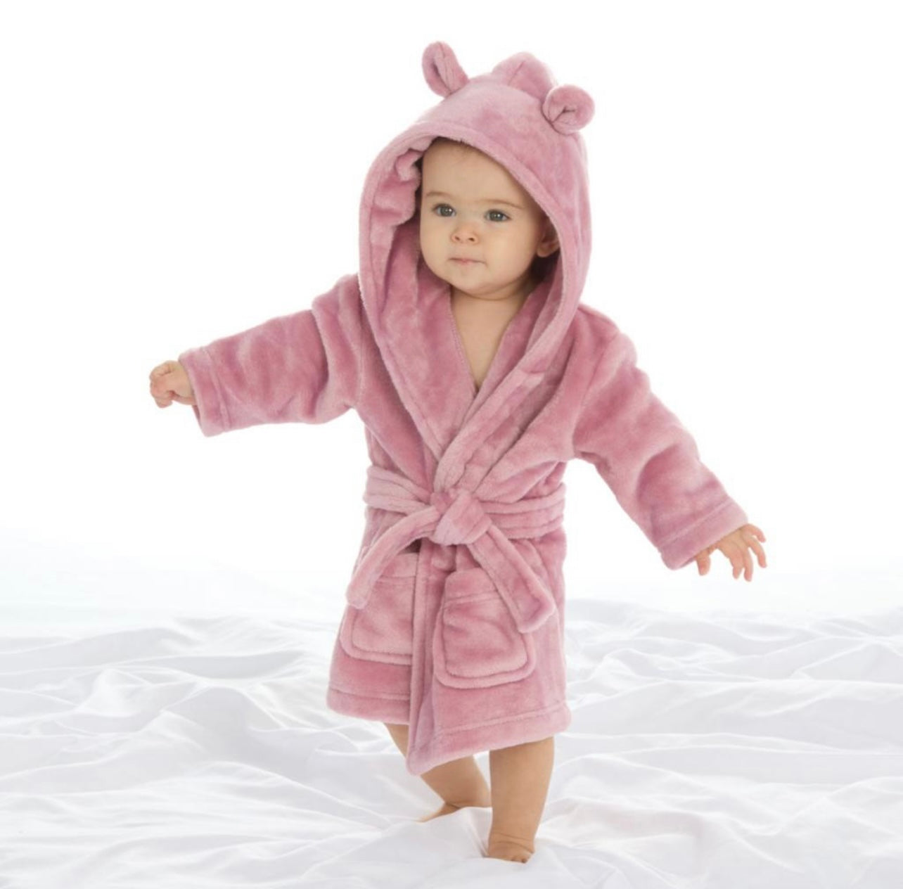Personalised super soft Dusky Pink hooded dressing gown