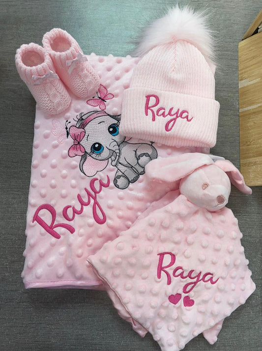 Baby Girls Pink Personalised Gift Set