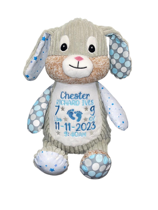 Clovis Brampton Blue Harlequin Rabbit Memory bear