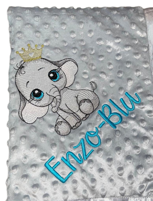 Personalised bobble blanket - Baby Boy Elephant