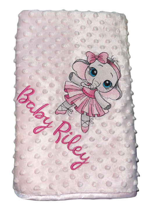 Personalised bobble blanket - Ballerina Elephant