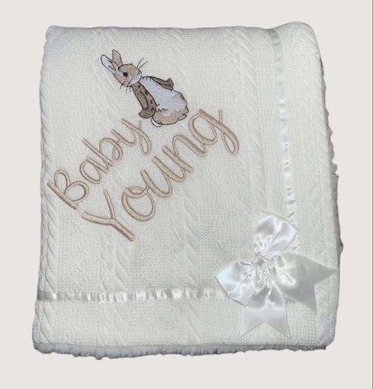 Personalised Cable Knit Bow Blanket - Baby......... & Peter Rabbit