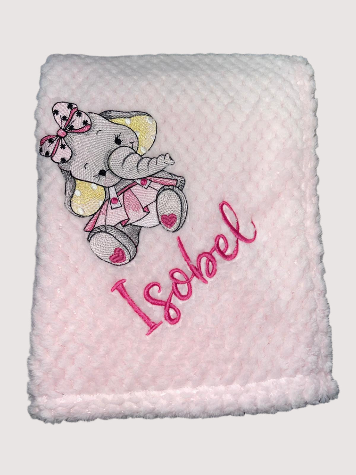 Personalised waffle blanket - Big Bow Elephant