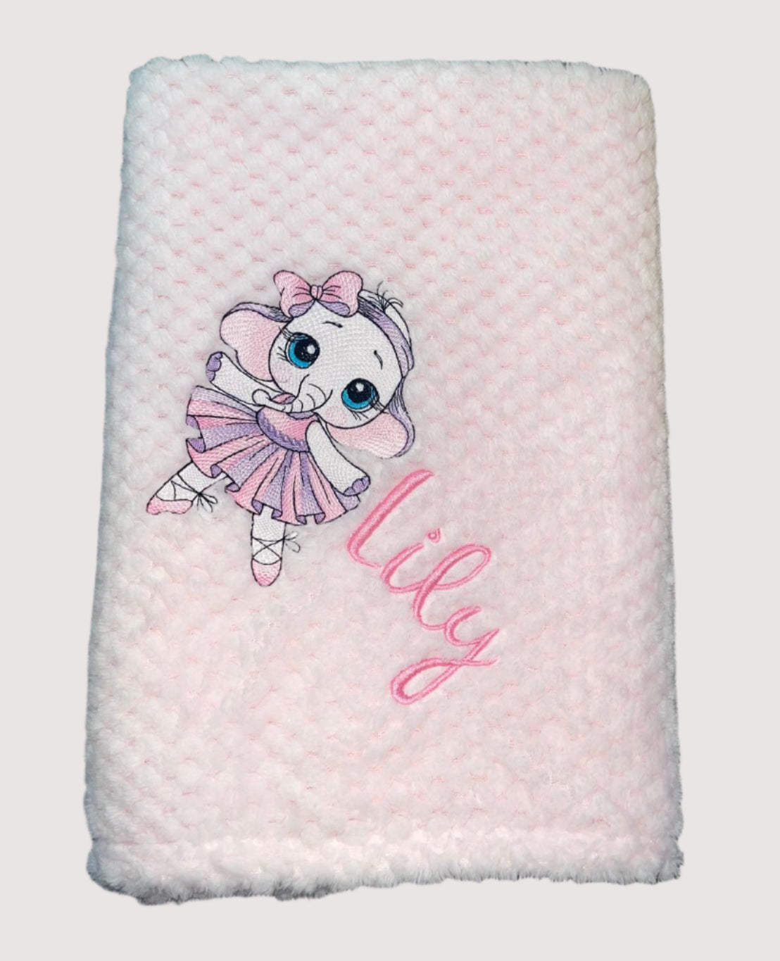 Personalised waffle blanket - Ballerina Elephant