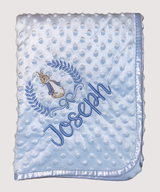 Personalised Bobble Blanket - Peter Rabbit & Crest