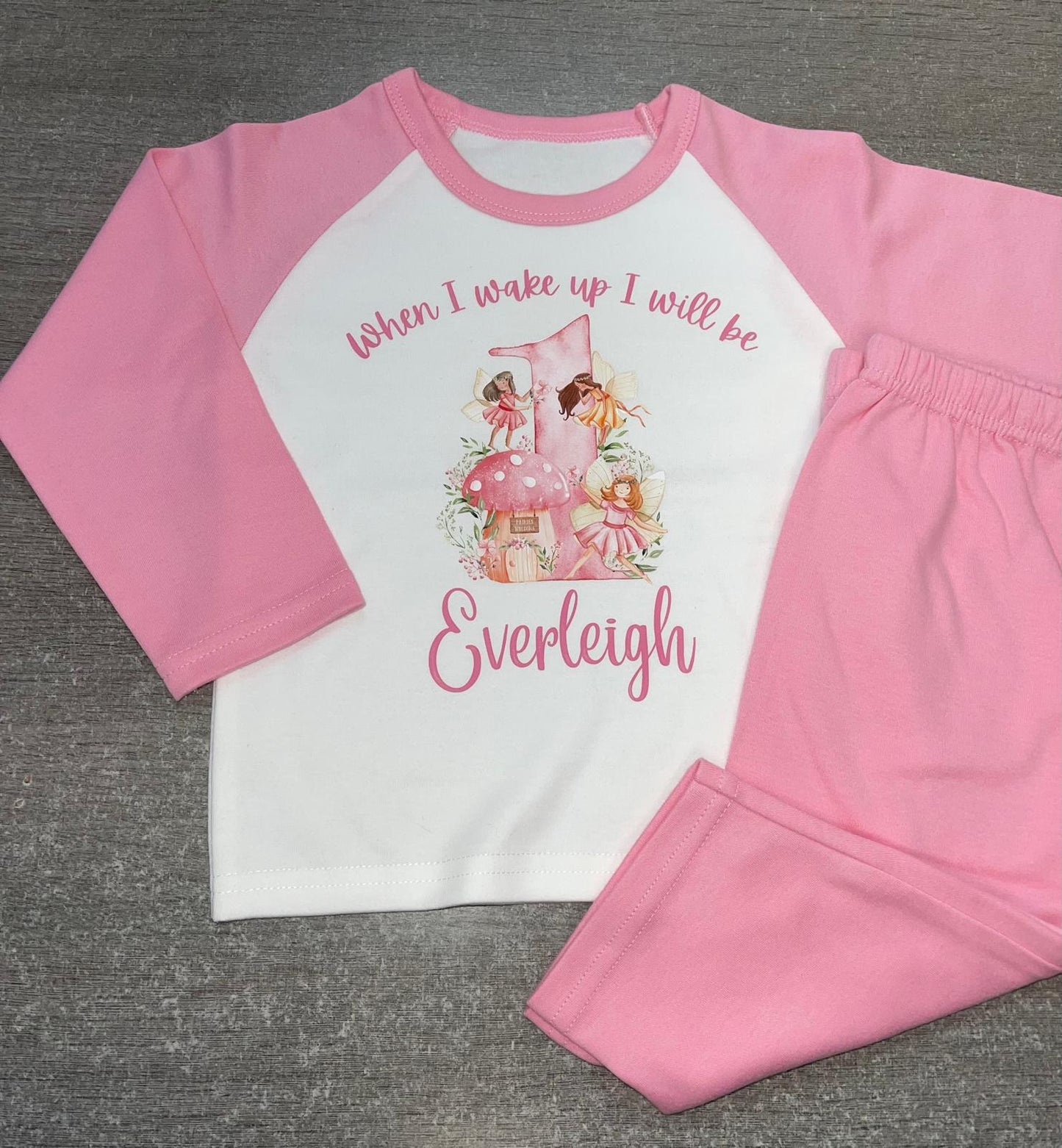 Personalised white & pink Birthday Pyjamas - Fairy