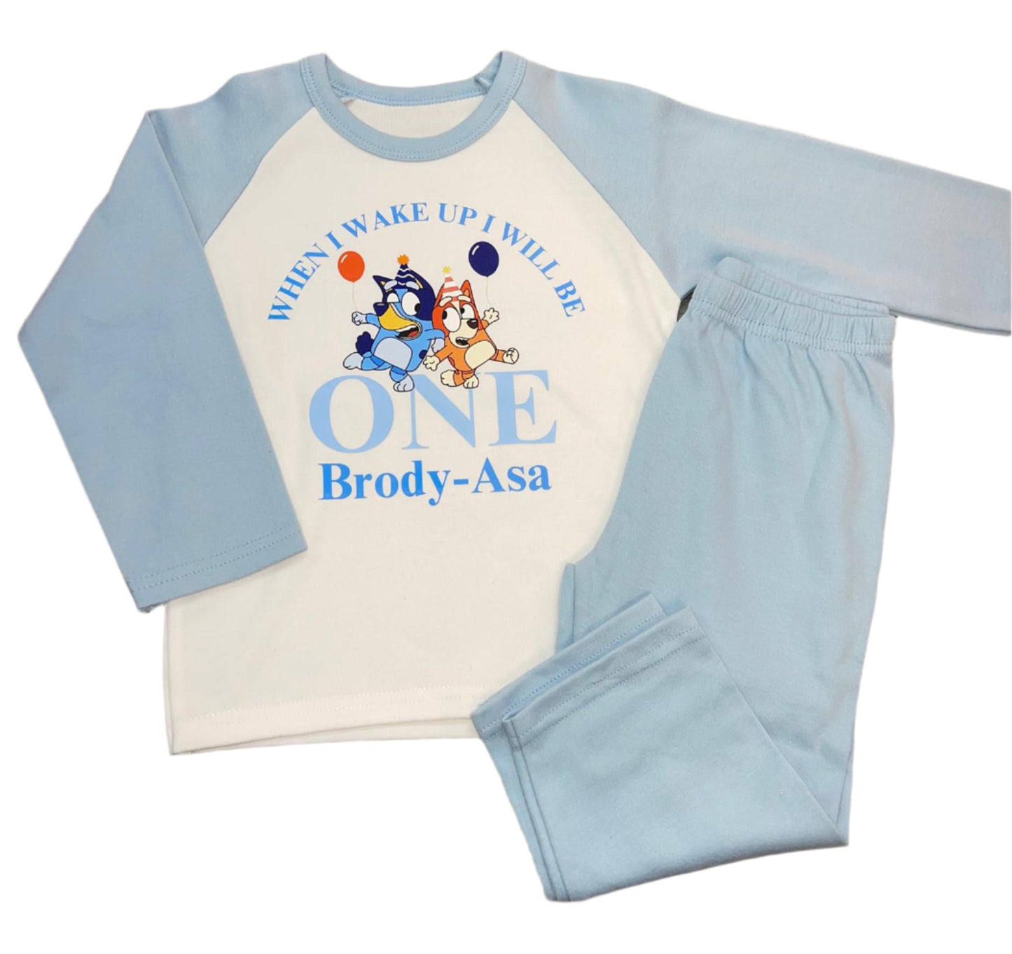 Personalised white & blue Birthday Pyjamas - Bluey