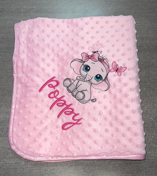 Personalised bobble blanket - Baby Girl Elephant