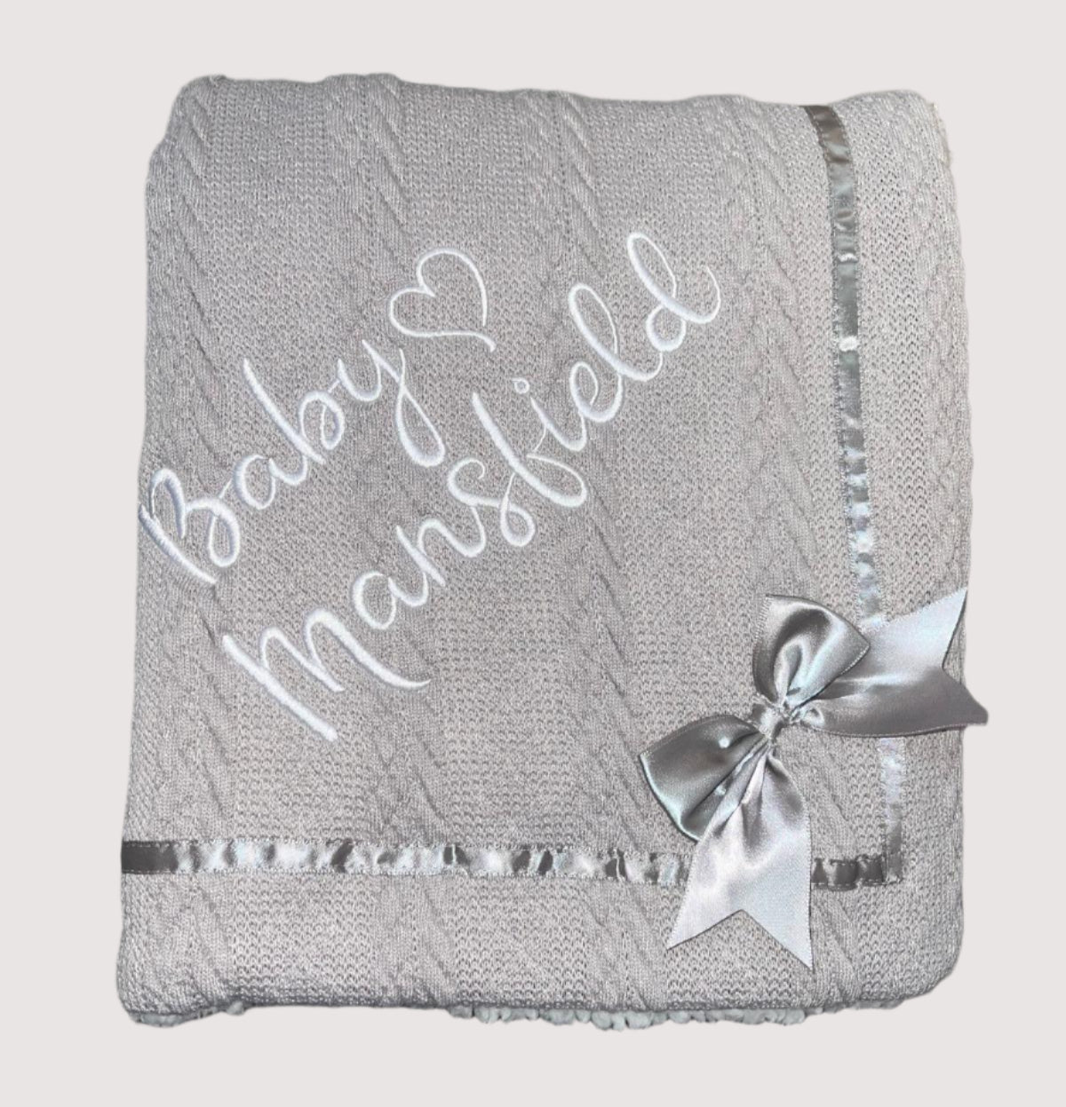 Personalised Cable Knit Bow Blanket - Baby.........