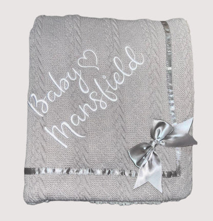 Personalised Cable Knit Bow Blanket - Baby.........