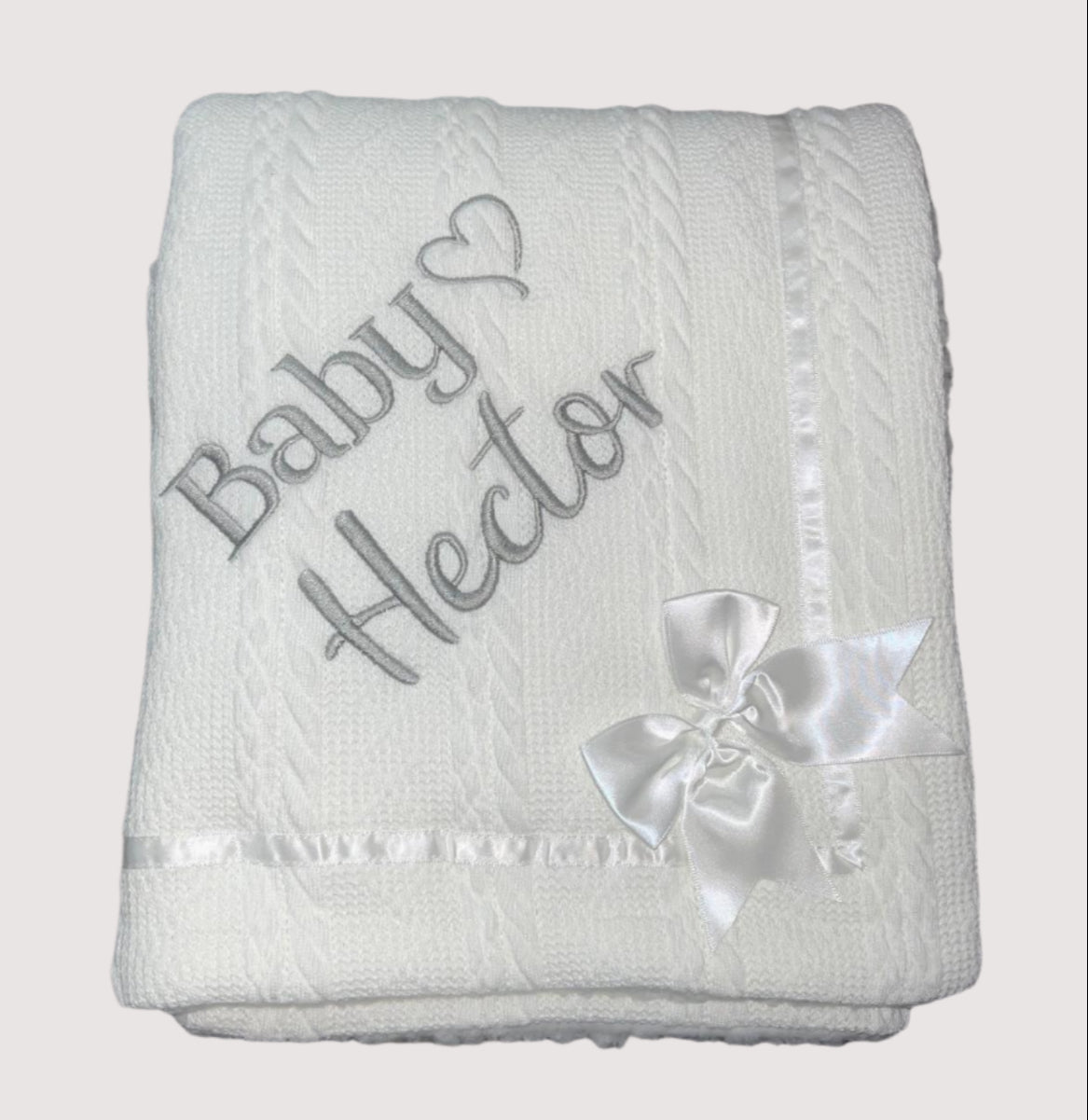 Personalised Cable Knit Bow Blanket - Baby.........