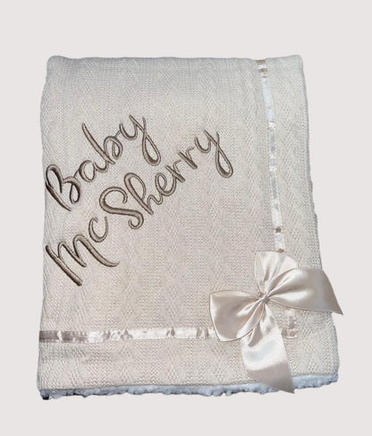 Personalised Cable Knit Bow Blanket - Baby.........