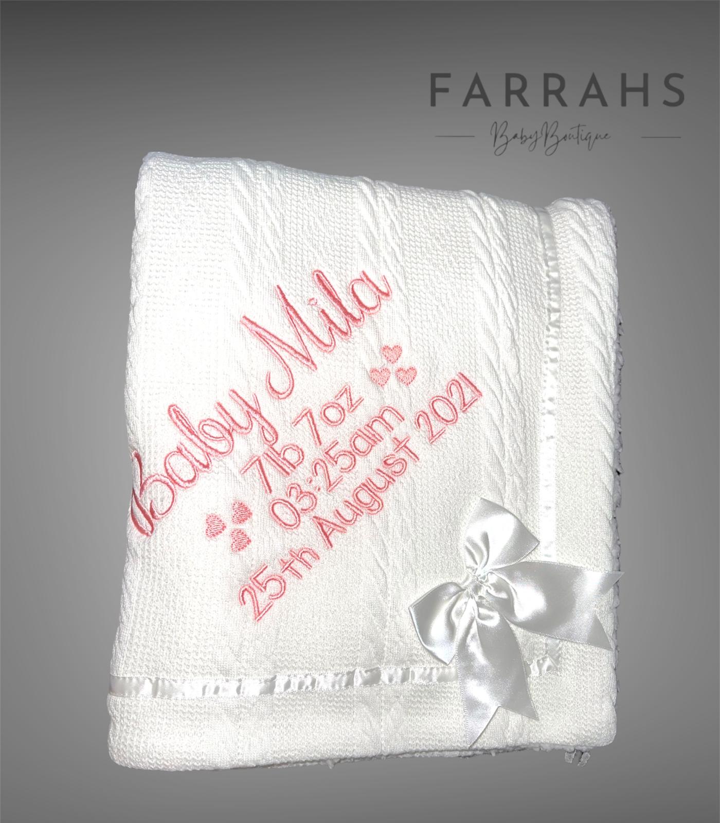 Personalised Cable knit Bow Blanket - Full Details