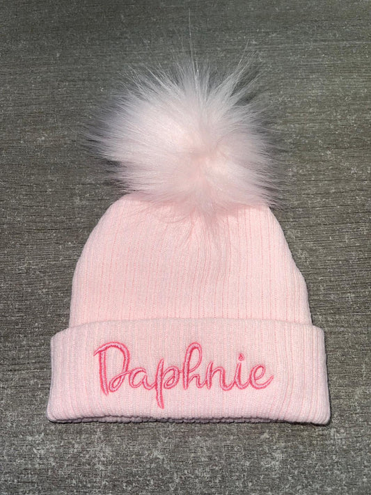 Personalised single pom pom hat - Pink