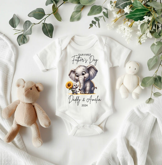 Our First Fathers day personalised Vest- Elephant