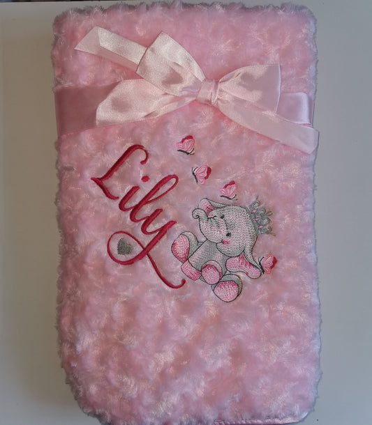 personalised pink Rose fur blanket - Ellie design