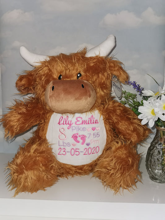 Personalised Highland Cow teddy