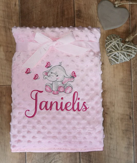 personalised bobble blanket pink